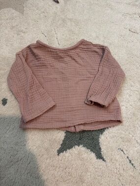 Girls' Mauve Gauze Long-Sleeve Top - Lightweight & Soft
